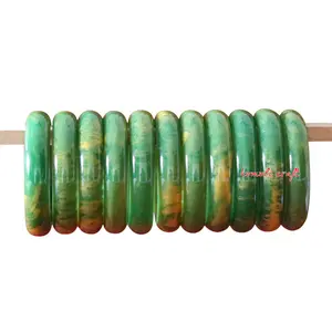 Yeşil mermer el yapımı akrilik reçine bileklik bileklik manşet toptan takı