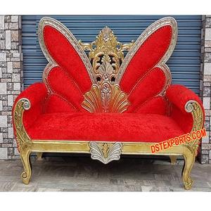Sofá tallado en Metal y madera para novia y novio, diseño de mariposa, para boda - Product Image 1