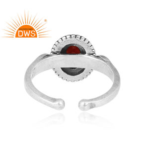 Belle bague en pierres précieuses grenat naturel Fabricant de bijoux en argent oxydé Collection classique - Product Image 4