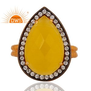 Bague en argent Sterling pour femmes, fabrication de bijoux, pierre de lune jaune naturelle, empilable, CZ, livraison gratuite - Product Image 2