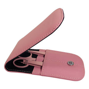 Lot de 3 pinces à sourcils en acier inoxydable rose avec ciseaux incurvés à pointe pointue et inclinée comprenant un étui de voyage - Product Image 6