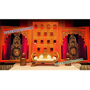 Panneaux de fond en fibre de type arche pour la décoration de scène de mariage indien traditionnel - Product Image 1