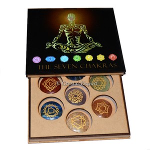 Boîte-cadeau en acrylique imprimé avec disques gravés, ensemble de 7 chakras - Product Image 1