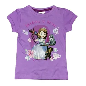 2020 Fashion Printed Girls Short Sleeve Cartoon T Shirts for Kids Casual Summer Cotton OEM Spandex Picture Technics Style