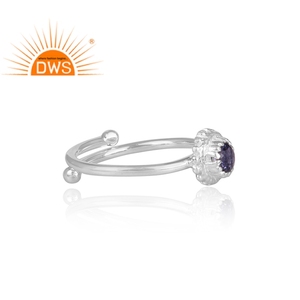 Blue Iolite Gemstone Ring Jewelry Wholesaler Indian Fine Sterling <b>Solid</b> <b>Silver</b> Adjustable Ring Jewelry - Product Image 3