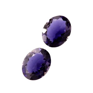 Par de Iolitas Violetas Facetadas, Piedras Preciosas Sueltas, Cristal de Cordierita Azul Natural, Juego de 2 Piezas con Caja de Regalo para Joyería Fina - Product Image 1