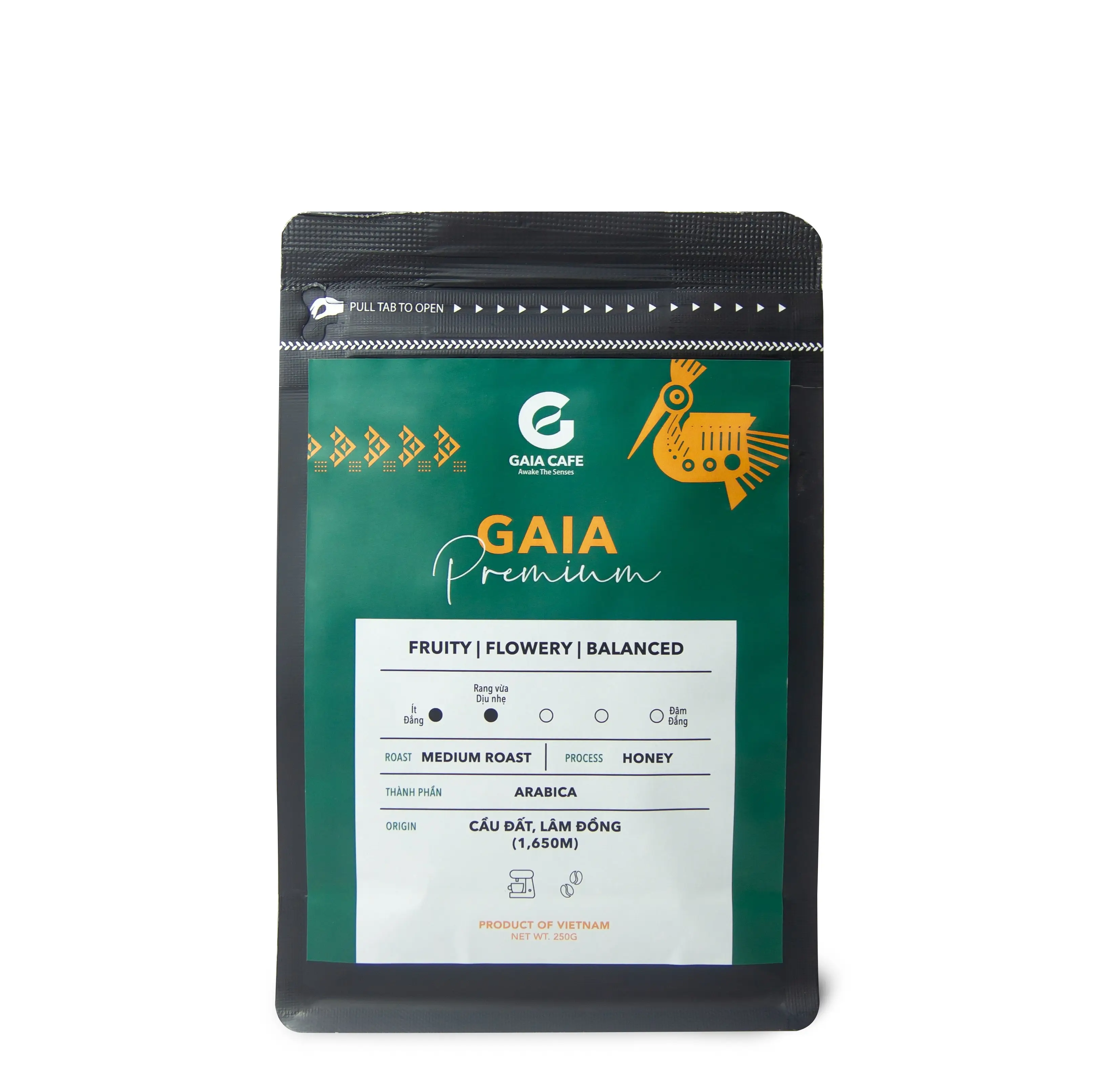 Gebrauchs fertige vietnam esische mittel geröstete Arabica-Kaffeebohnen 250g Beutel Blumen-und fruchtige Geschmacks noten Export qualität Kleines MOQ