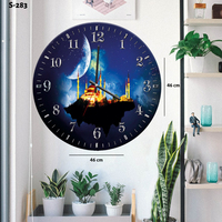 Horloge murale islamique décorative pour la maison, impression turque, mécanisme MDF, montre en bois, décoration de luxe pour la maison, vente en gros