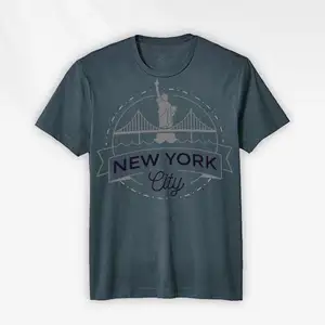 Erkek şık özel New York şehir ekran baskı ince kaliteli T-shirt