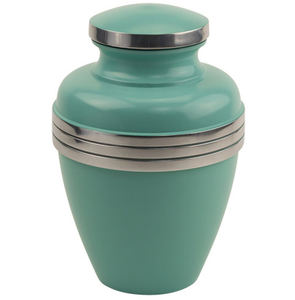 Urnes de crémation en aluminium peintes au vert de mer, urnes funérailles pour adultes, stockage des cendres humaines - Product Image 2