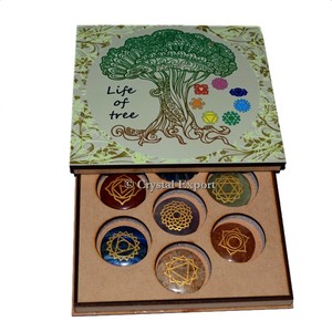 7 <b>Chakra</b> Disc Set with Printed <b>Tree</b> of Life Gift Box - Product Image 1