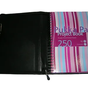 A4ハードカバージャーナルノートブック/さまざまな色のレザーカバージャーナル/ファッションデザインスパイラルジャーナルブック (ジップ付き)