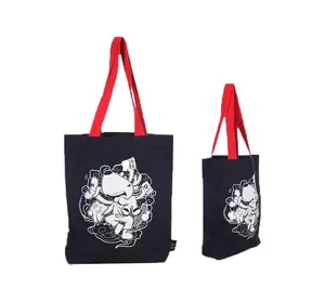 Women 2 Handle Customized Logo Cotton Canvas Bags Handbag Tote With Size Medium 30-50cm