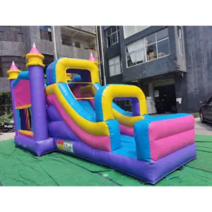 Outdoor commercial kid inflatable obstacle combo bouncer wet and dry slide jumper inflatable castle bounce house