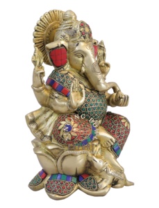 Estatua de Ganesh de latón hecha a mano, diseño tradicional de alta calidad para fines religiosos y decorativos - Product Image 4