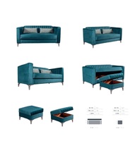 Traditionelles Umwandelbares Schlafsofa 3-2-1 Ecksofa mit Ausziehmechanismus Apartment Wohnzimmer Chesterfield Möbel Berfa