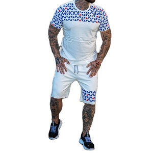 T-shirt et short en coton pour homme, ensemble de 2 pièces, tenue d'été de haute qualité, Logo personnalisé, - Product Image 4