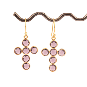 Pendientes minimalistas de 5mm con forma de briolette, Pendientes colgantes de cuarzo, amatista púrpura, chapado en oro de 24k, nuevos diseños - Product Image 1