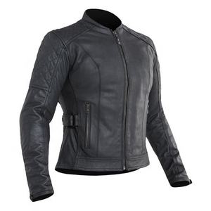 Chaqueta de moto de cuero genuino % talla grande a prueba de viento para mujer personalizada para motocicleta y ropa deportiva de carreras de autos - Product Image 3