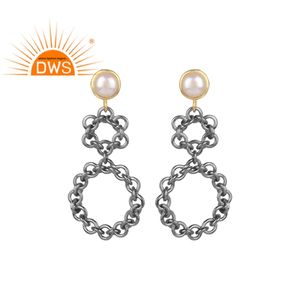 Pendientes de Latón chapado en rodio negro Proveedor de joyas Diseñador de pendientes de gota para mujer Fabricante de joyas - Product Image 1
