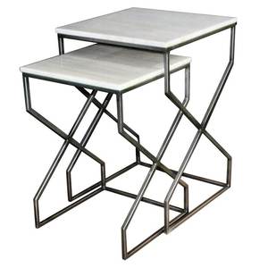 VIAF-1026 2 Piece Nesting Tables Set Modern Metal <b>Frame</b> Side Tables for Living Room Home Decor Accent <b>Furniture</b> Indoor Use - Product Image 1