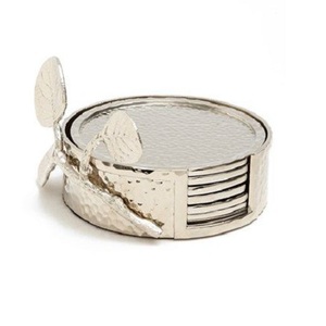 Ensemble de sous-verres en métal au design tendance avec support, qualité supérieure, forme ronde, taille personnalisée, ensemble de sous-verres en gros - Product Image 2