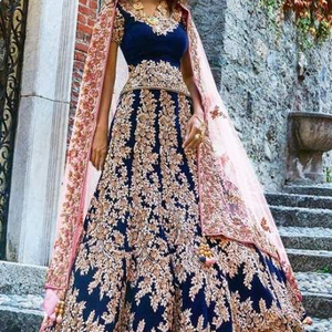 Buy In Bulk Blue Indian Wedding Dress High-Quality Georgette Fabric |  Alibaba.com