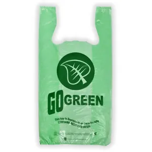 Sacchetti di plastica biodegradabili personalizzati del supermercato per il confezionamento di alimenti con manici sacchetto di plastica per la spesa di t-shirt compostabile biobased
