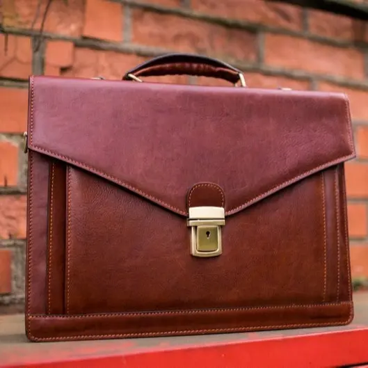 Men's Leather Briefcase, Personalized Bag Laptop Portfolio Brown Attache Business The Magus TRE-0042