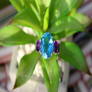 แหวนพลอยอเมทิสต์สีเงินสเตอร์ลิง925แบบคลาสสิกสำหรับงานแต่งงาน - Product Image 1