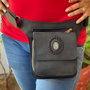 Riñonera de cuero con múltiples bolsillos Unisex, cinturón de viaje ligero - Product Image 1