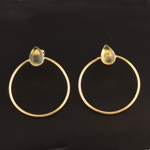 Pendientes de aro plata de primera ley con amatista verde para mujer, aretes pequeños, aros, plata esterlina, cuarzo, amatista verde, color dorado - Product Image 6