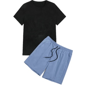 Camiseta blanca y pantalones cortos de cintura con cordón para hombre, Conjunto de pijama de manga corta de tela ancha, traje de baño de dos piezas para playa de verano - Product Image 3