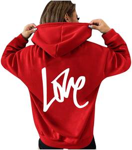 Sweat à capuche pour femmes, pull ample et décontracté, manches avec lettres imprimées - Product Image 2