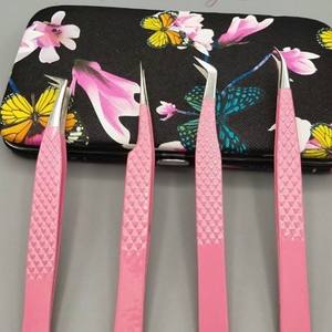 Pince à épiler à pointe en fibre en forme de L à 90 degrés de marque privée pince à épiler extension de cils volume pince à épiler - Product Image 3