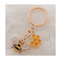 Porte-clés jaune abeille et ruche, personnalisé, en émail, bon marché, avec dessin animé pour souvenir