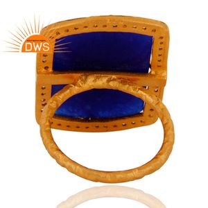 Anillo de cóctel Aventurina azul para mujer, joyería chapada en oro de 18k, venta al por mayor, Plata de Ley 925, proveedor de joyería - Product Image 4
