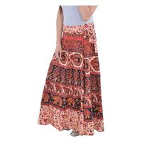 Falda Casual con Estampado Animal hasta la Rodilla para Mujer, Diseño Cruzado, 100% Algodón, Estilo Étnico, Gitano, Hippie, Indio, Bohemio