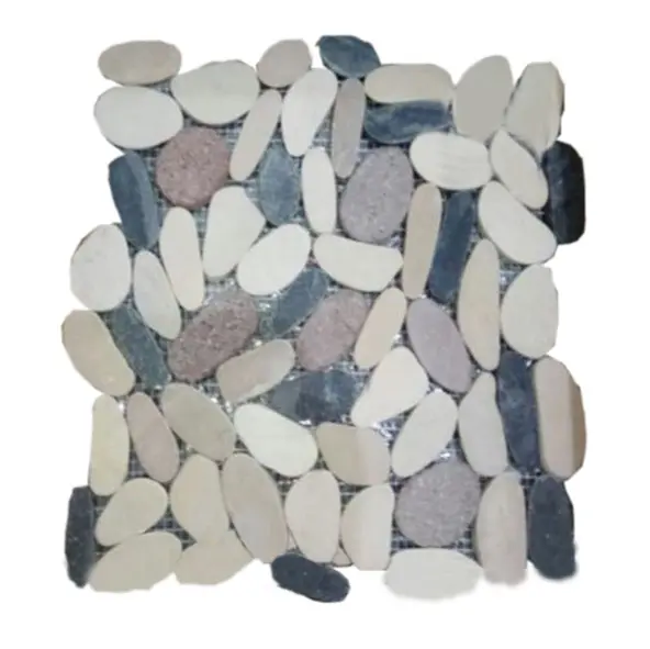 Cool Blend Oval sliced pebble tile