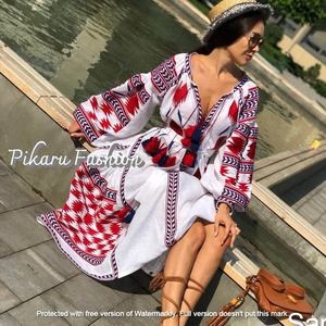 ผู้หญิงแบบดั้งเดิมดอกไม้บอลลูนแขนยูเครนชุดปักสบายๆสง่างามพู่สําหรับฤดูใบไม้ร่วงและฤดูหนาว - Product Image 2