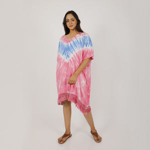 2022 último estilo étnico rayón Kaftans vestido sin tirantes de manga corta ropa de playa holgada estampado patrón Casual Resort Wear - Product Image 1