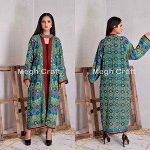 Chaqueta de lana de Georgette fina de moda bohemia de talla grande primavera ecológica transpirable Phulkari bordado ropa de playa bata al por mayor - Product Image 5