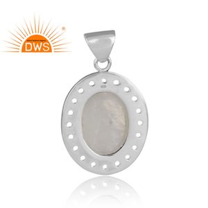 Oval Cut Natural Rainbow Moon Stone Pendant Jewelry Set Oxidized 925 Silver Classic Pendant Jewelry Supplier - Product Image 3