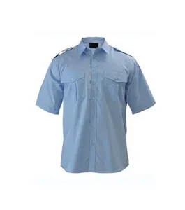 Chemise d'uniforme en Polyester et coton pour hommes, 100 pièces, poches avant à rabat, chemise de travail de bureau, vente en gros