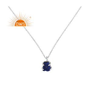 925ปรับเงินสเตอร์ลิงธรรมชาติ Lapis Lazuli พลอยสร้อยคอจี้สำหรับผู้หญิงเครื่องประดับผู้ผลิต - Product Image 1