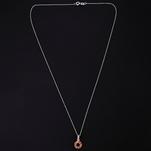 ขายร้อน Carnelian พลอยโลหะแข็งสร้อยคอโซ่เงิน925รอบเสน่ห์จี้เครื่องประดับปรับในอัตราที่เหมาะสม - Product Image 5