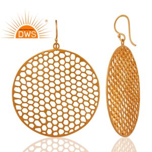 Pendientes colgantes con diseño de disco de filigrana, joyería hecha a mano, chapado en oro de 18k, Plata de ley al por mayor - Product Image 2