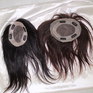 Tupé de encaje de alta calidad, cabello humano 100% humano, color natural, base de seda, peluquín - Product Image 3