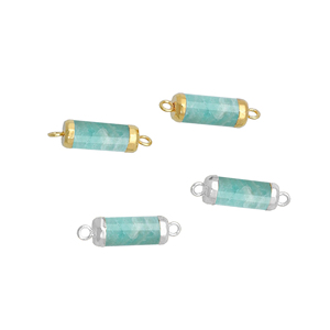 Amazonite ตัวเชื่อมต่อท่อทำเครื่องประดับอัญมณีชุบทอง - Product Image 1