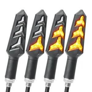 MICTUNING Motorcycle Indicators Flowing Turn Signal Lights Fishbone Y Shape Indicator Lamp Universal for Motorcycle Scooter